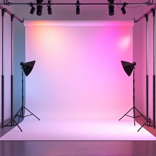 다양한 색상의 배경지를 갖춘 컬러 배경 스튜디오